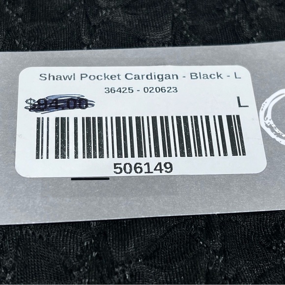 NWT HABITAT Shawl Pocket Jacket Black Cobblestone Knit Cardigan Size L - Picture 14 of 16